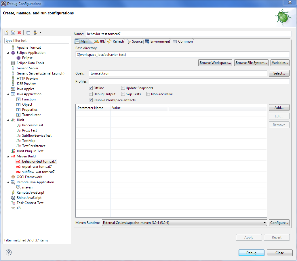 JSF Workspace/tomcat7 launch config.PNG